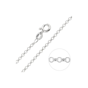 1.4MM 016 Rhodium Plated Rolo Chain .925 Sterling Silver Length 16"-22"